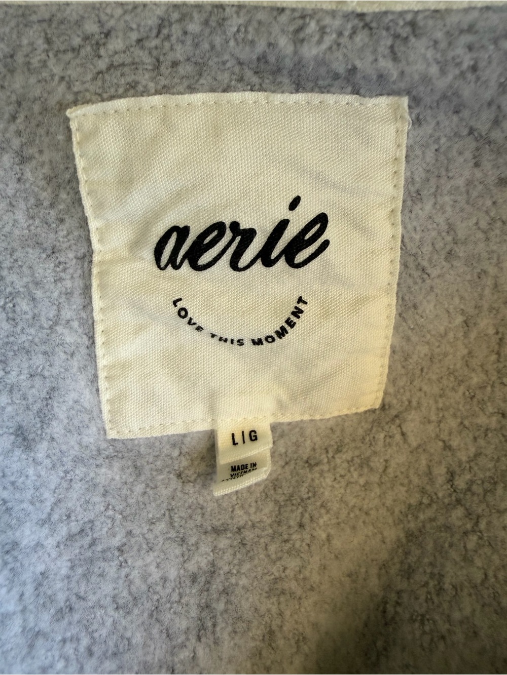 Aerie Hometown Holiday Quarter Zip Sherpa Fleece Sweatshirt Gray White Large - Picture 3 of 9